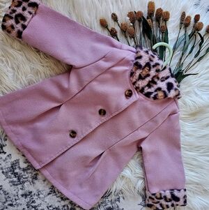 Pink Coat With Animal Print Hoodie